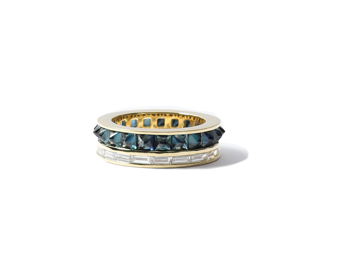 Stud and Diamond Ring in Sapphire