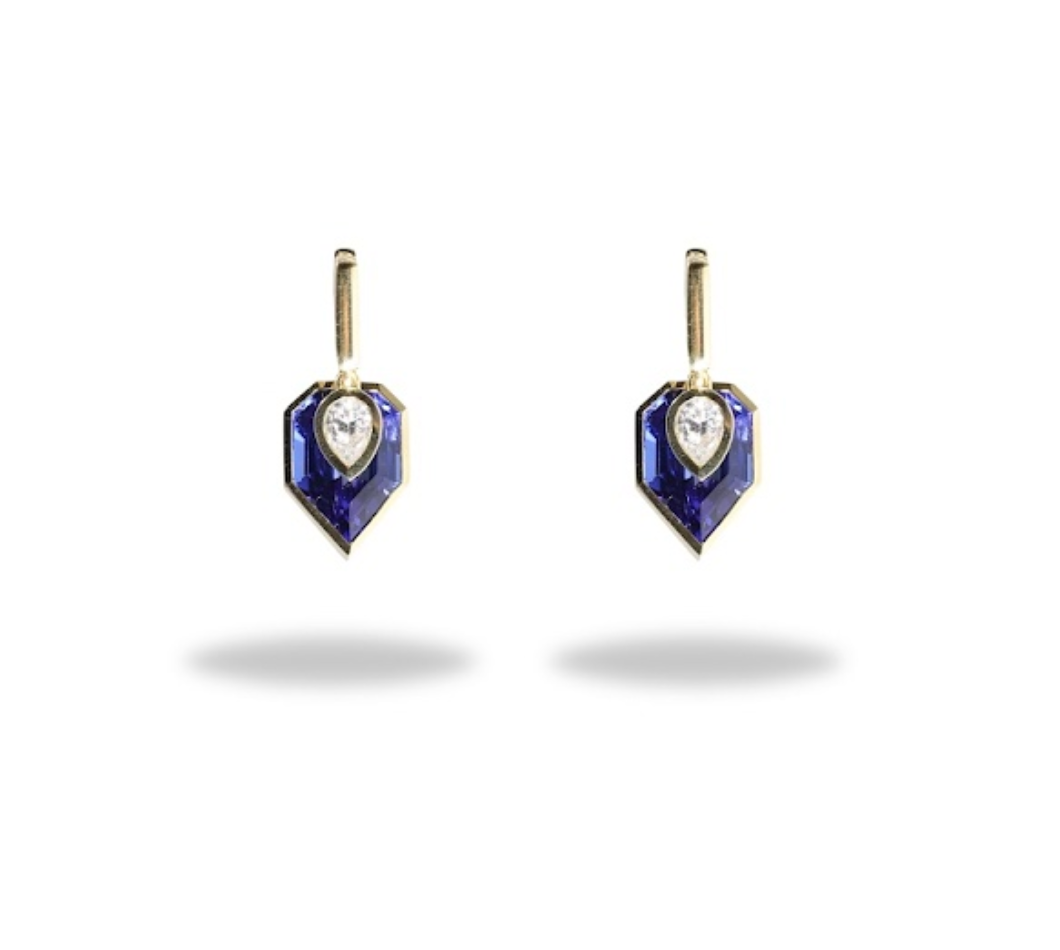 One-of-a-Kind Tanzanite Shield Shaker Earring