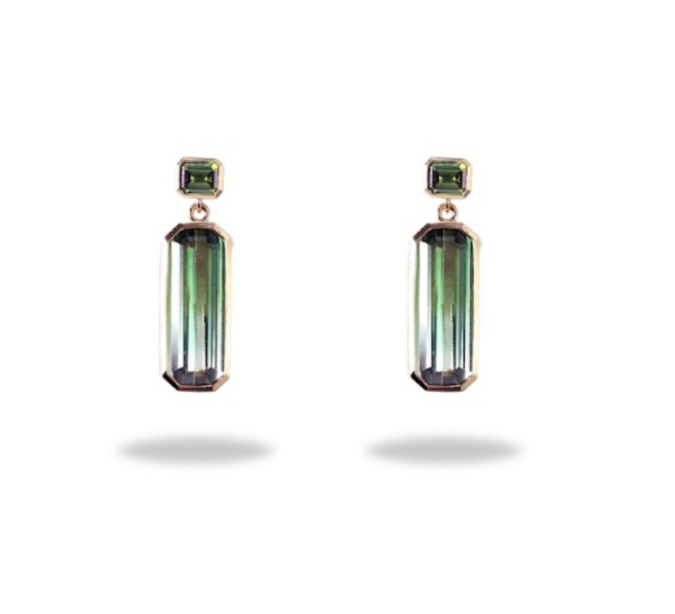 One-of-a-Kind Ombre Green Tourmaline Earring