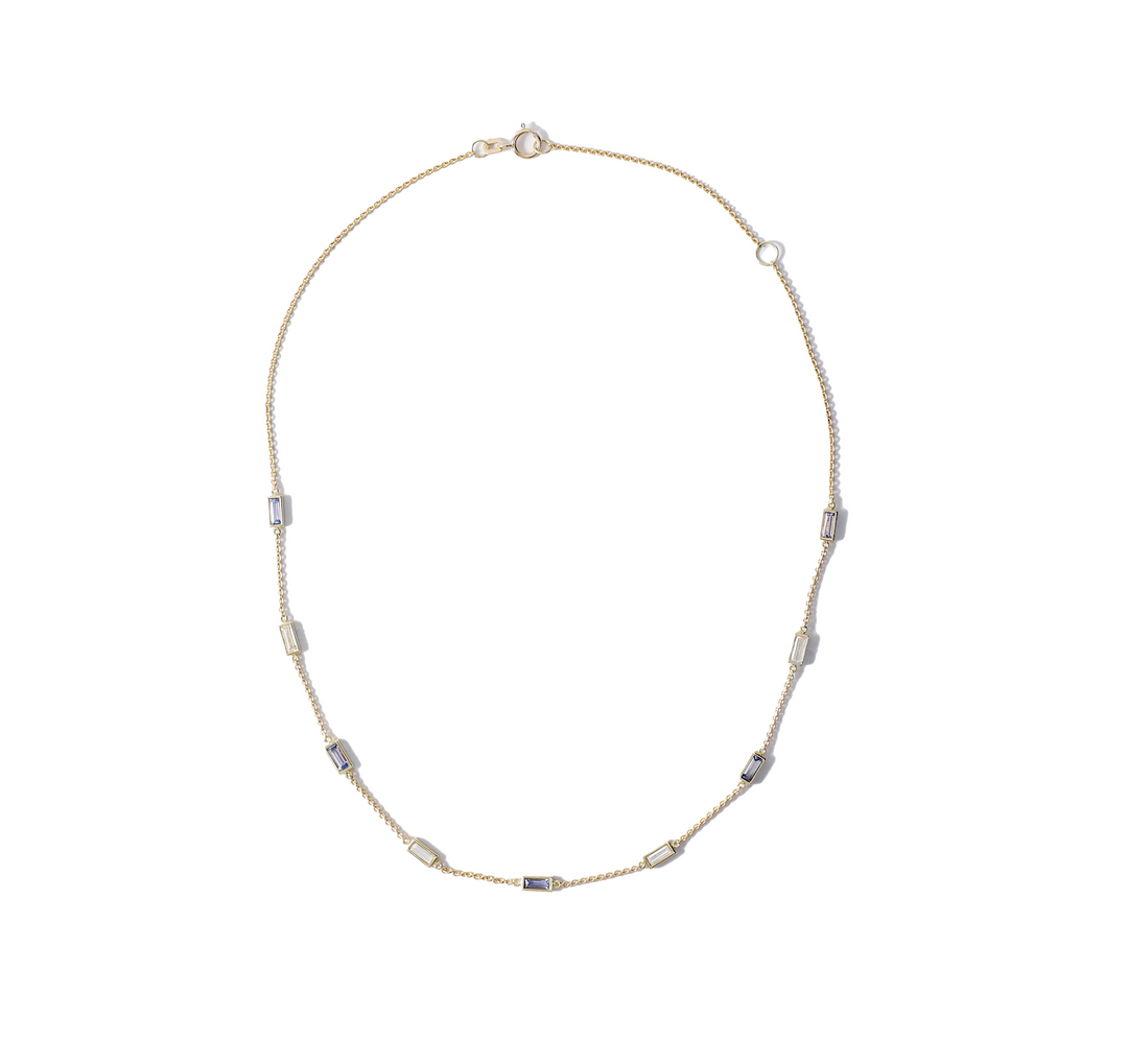 Station Necklace in Tanzanite and Diamond