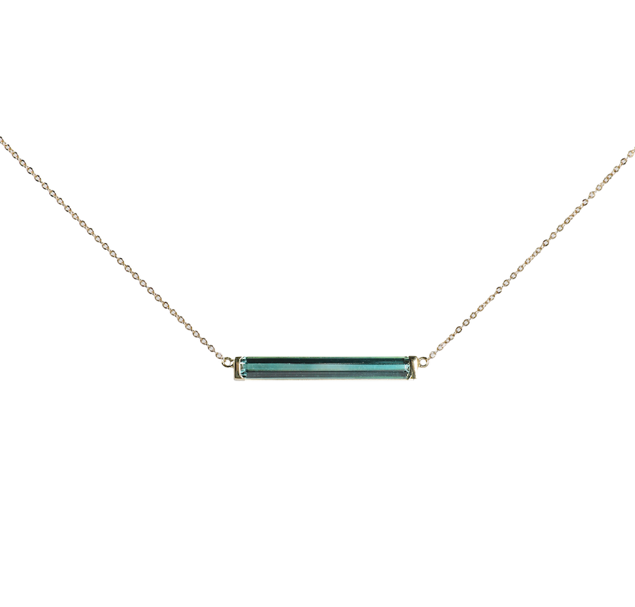 Green Tourmaline Bar Necklace