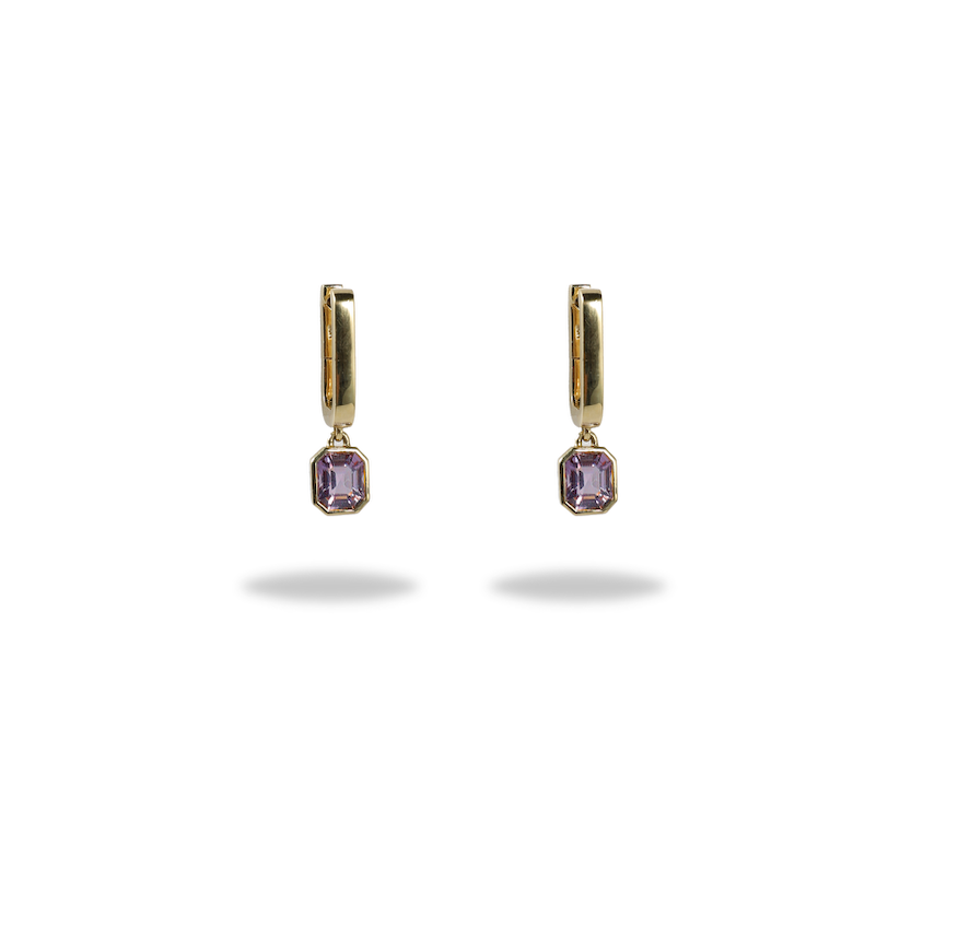 One-of-a-Kind Huggie Earring in Rose Spinel