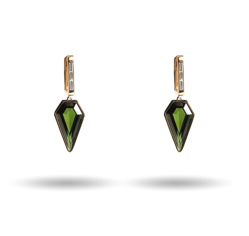 Olive Kite Drop Earring with Diamond