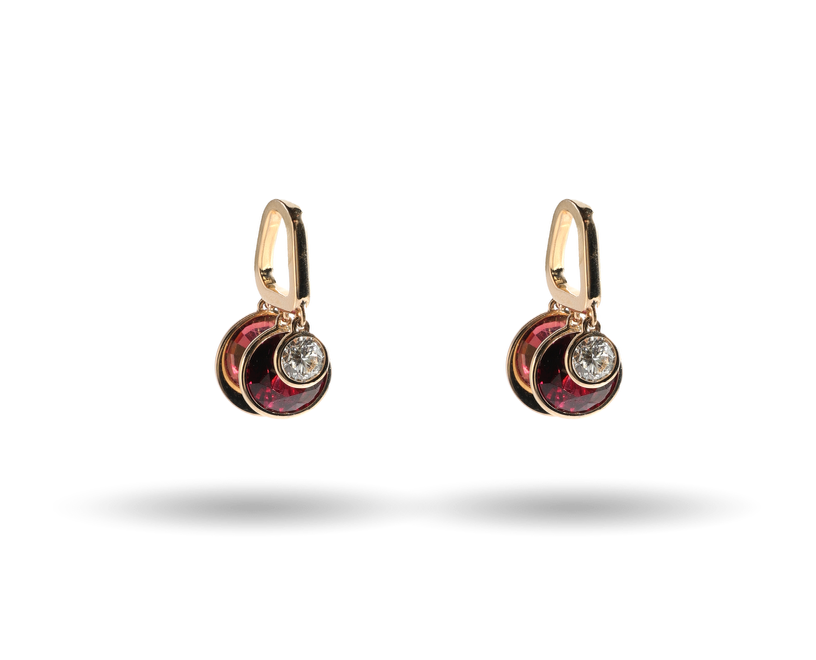 Discus Earring Pink Rhodolite (Large)