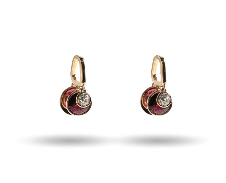 Discus Earring Pink Rhodolite (Large)
