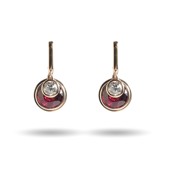 Discus Earring Pink Rhodolite (Large)