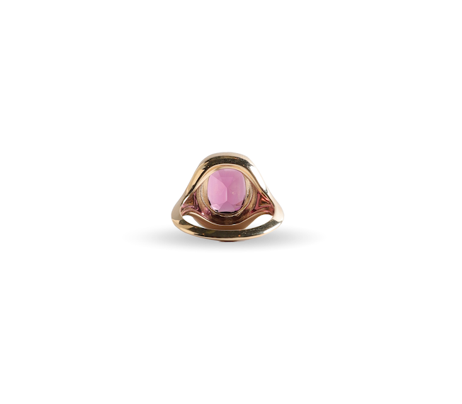 Double Dome Ring in Soft Pink Rhodolite