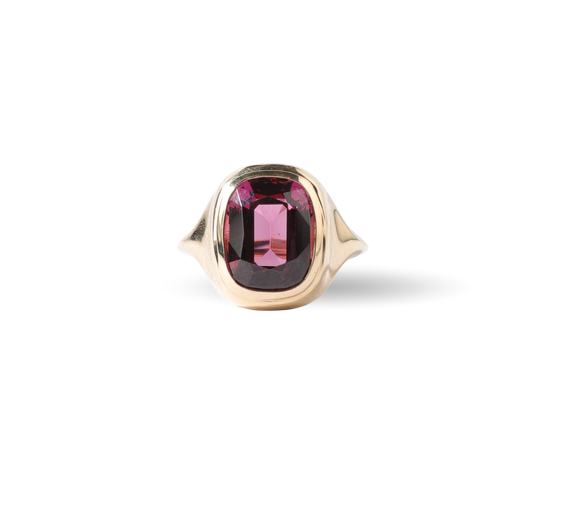 Double Dome Ring in Soft Pink Rhodolite