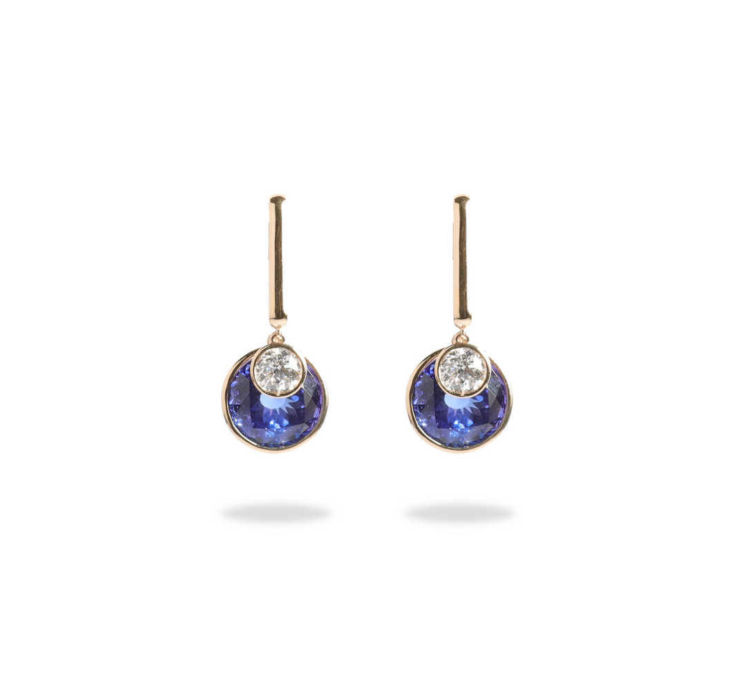 2 Stone Huggie Earring in Tanzanite and Diamond