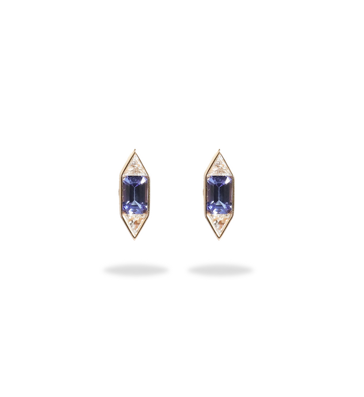 Tanzanite and Diamond Stud