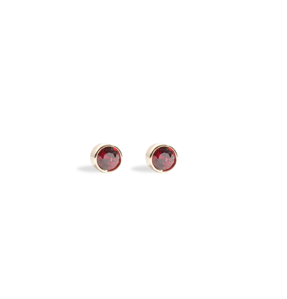 Bezel Set Stud in Garnet