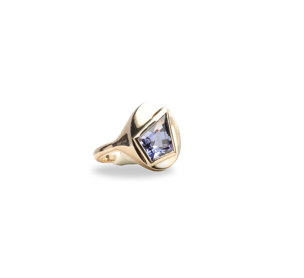 Large Signet Ring with Tanzanite Kite