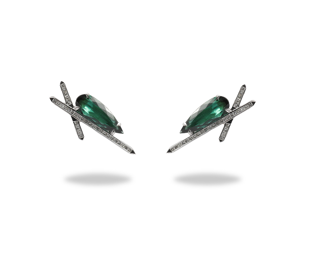 One-of-a-kind Linear Pear Earring
