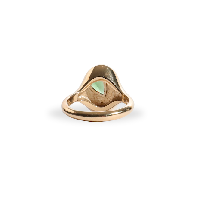 Large Signet Ring with Green Tourmaline
