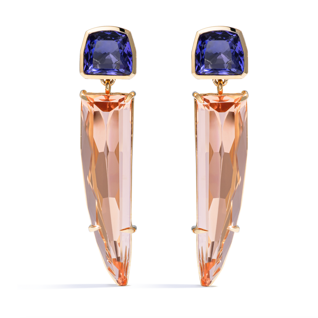 One-of-a-Kind Morganite and Tanzanite Earring
