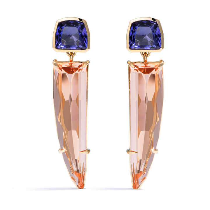 One-of-a-Kind Morganite and Tanzanite Earring