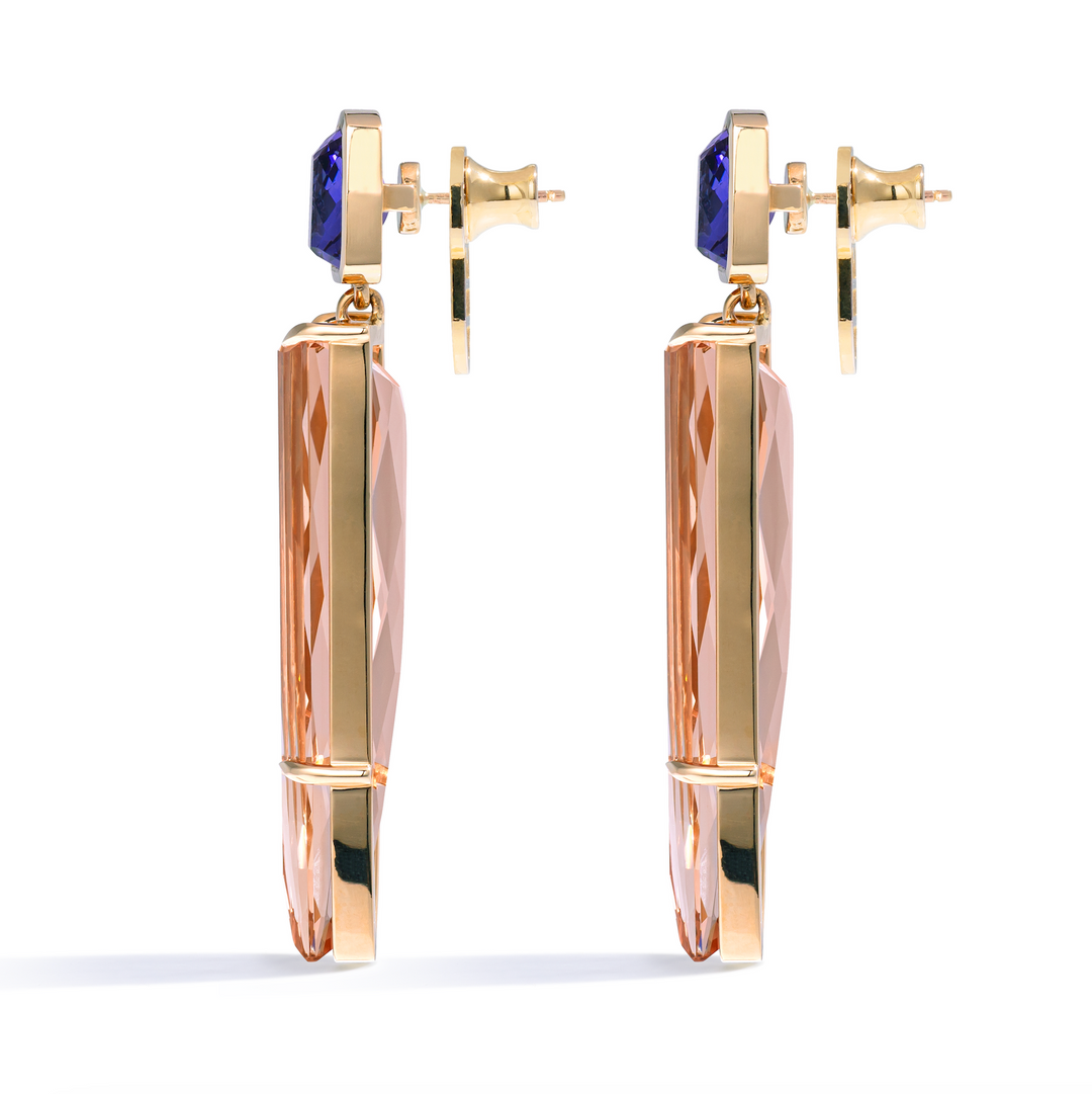 One-of-a-Kind Morganite and Tanzanite Earring
