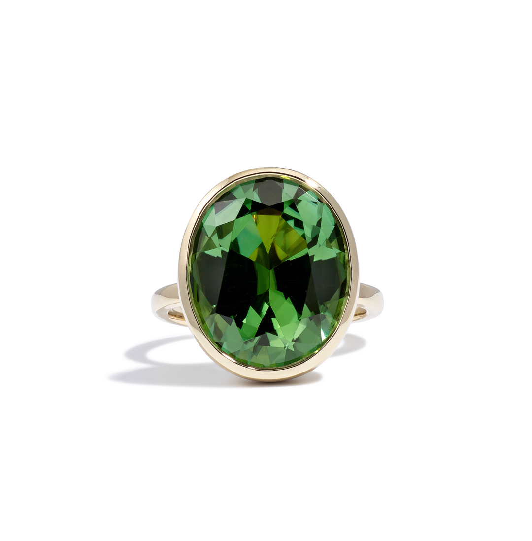 One-of-a-Kind Oval Ring in Lime Green Tourmaline