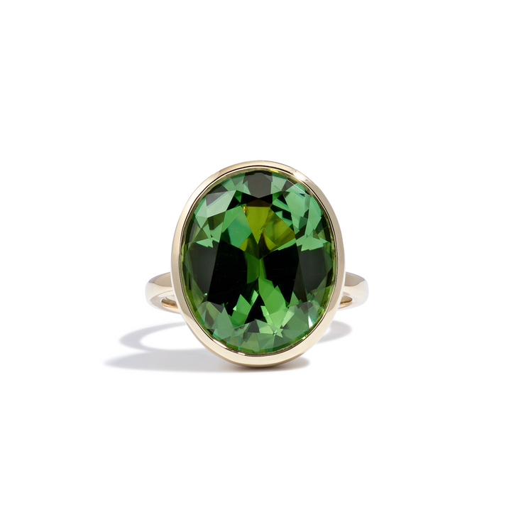 One-of-a-Kind Oval Ring in Lime Green Tourmaline