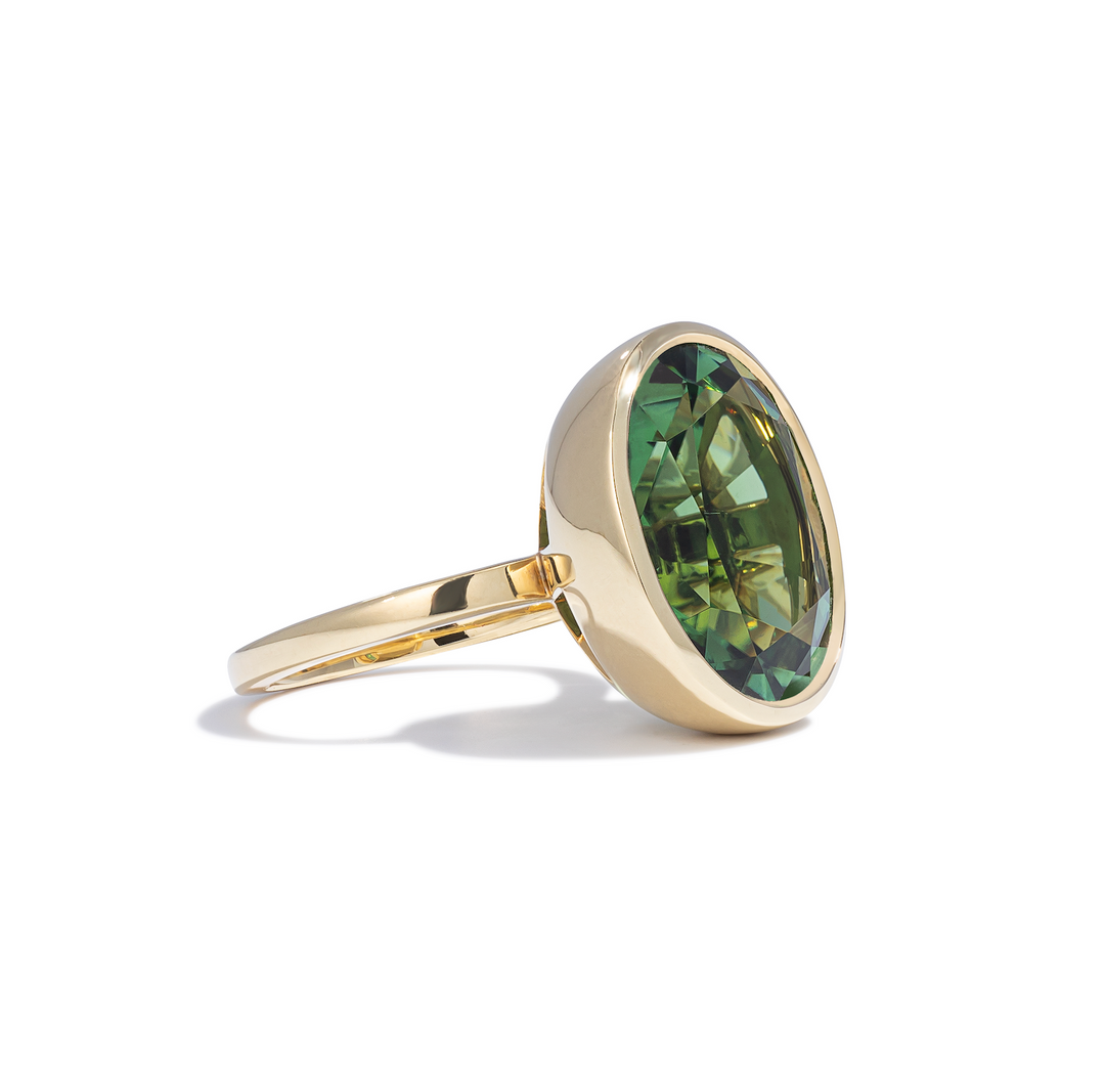 One-of-a-Kind Oval Ring in Lime Green Tourmaline